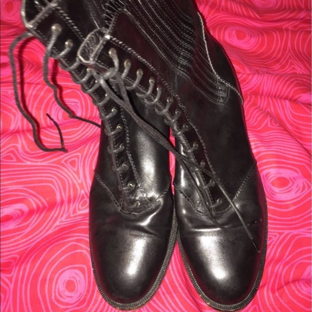 Valentino Black Leather Combats Boots